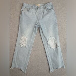 Free People We The Free Jeans Womens 28 Straight Leg Raw‎ Chewed Hem Destroyed